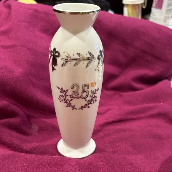 25th Anniversary Vase and Dish Set No Chips nor Cracks - Picture 4 of 5